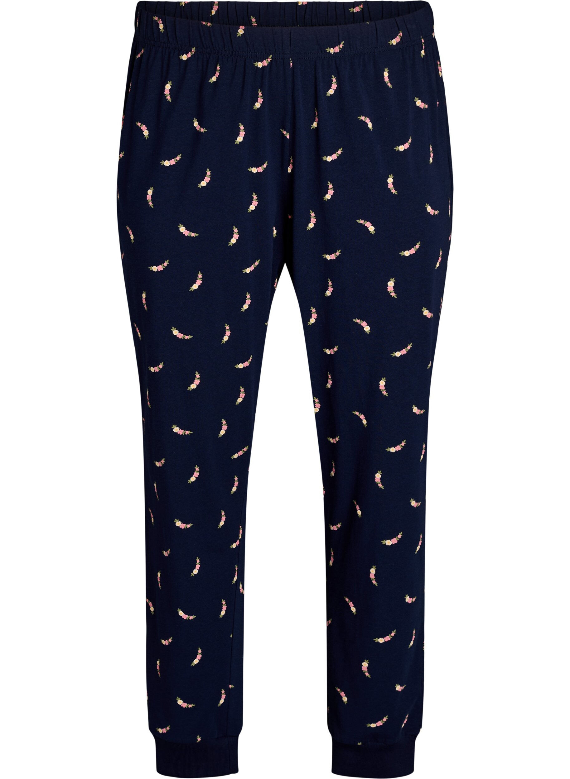 Zizzi Bedrukte pyjamabroek, Blauw, Packshot image number 0