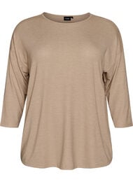Jersey blouse met 3/4 mouwen, Beige