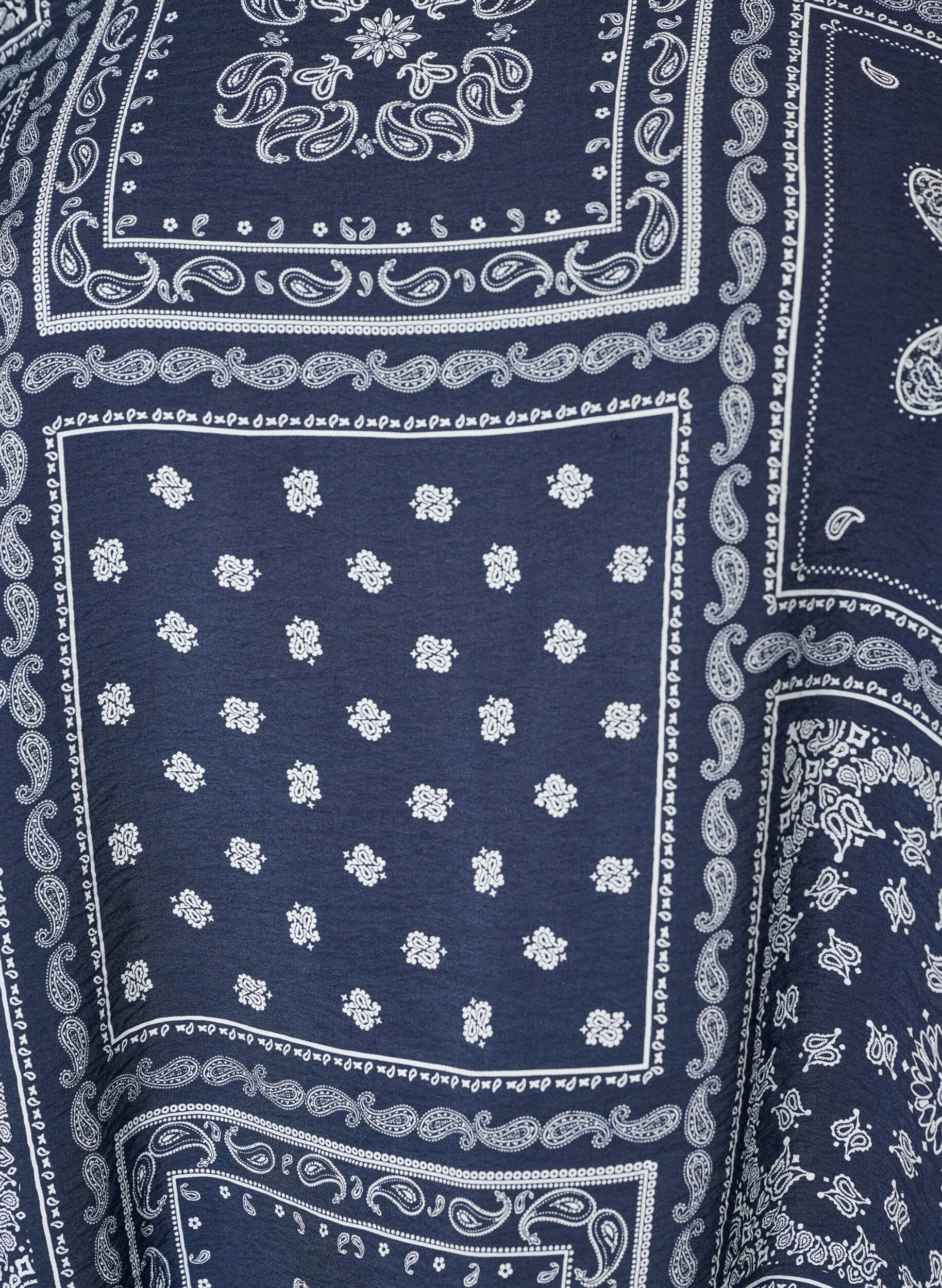 ZizziViscose blouse met paisleymotief en ballonnenmouwen, Blauw, Packshot image number 2