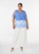 Korte mouwen kanten blouse met striksluiting, Paars, Model image number 1