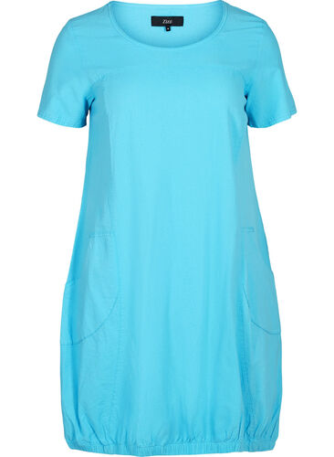 Katoenen jurk met korte mouwen, River Blue, Packshot image number 0