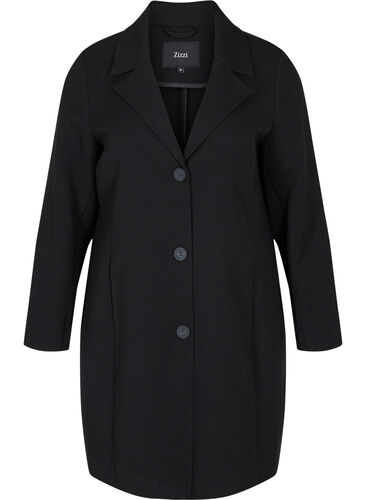 Lange jas met knoopsluiting, Black, Packshot image number 0
