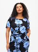 FLASH - Viscose blouse met korte mouwen en print, Zwart, Model image number 0