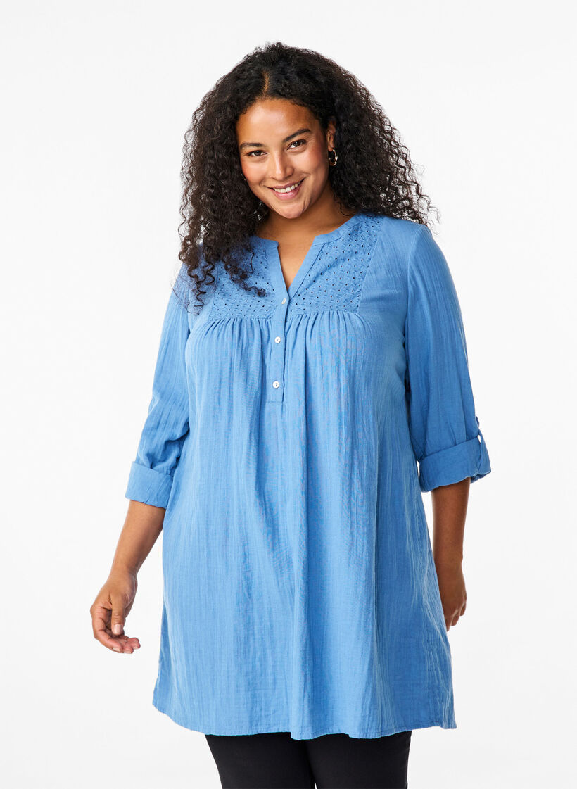 Katoenen tuniek met broderie anglaise, Riverside, Model image number 0