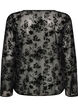 Mesh blouse met bloemenpatroon en open voorkant, Zwart, Packshot image number 1