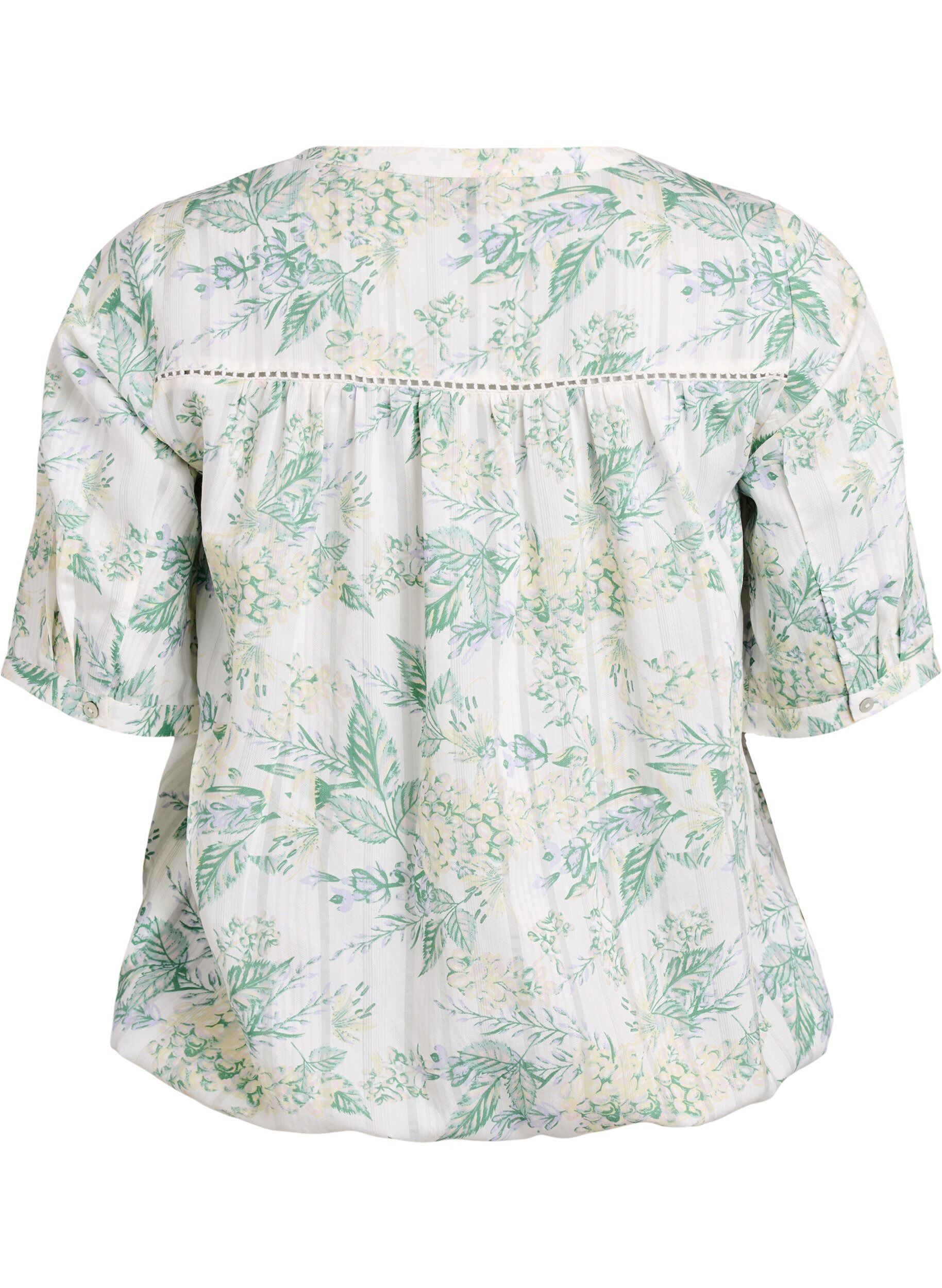 Zizzi Blouse met print en 1/2 mouwen, Wit, Packshot image number 1