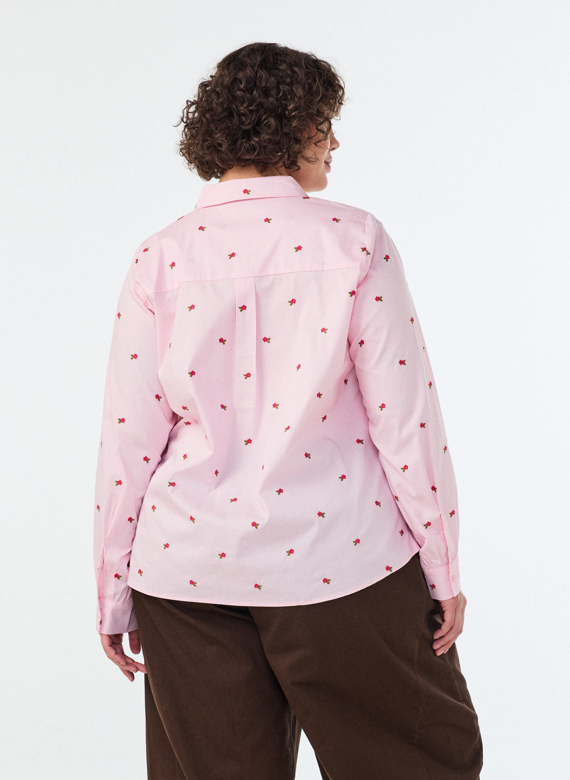ZizziShirt met geborduurde bloemen, Roze, Model image number 2