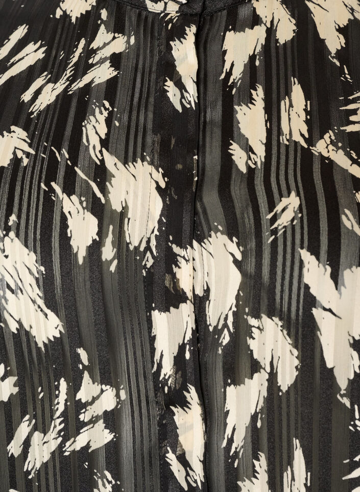 Blouse met patroon, opstaande kraag en 3/4-mouwen, Zwart, Packshot image number 2