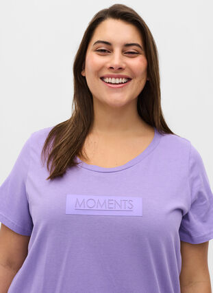 Katoenen t-shirt met print , Paisley Purple TEXT, Model image number 2