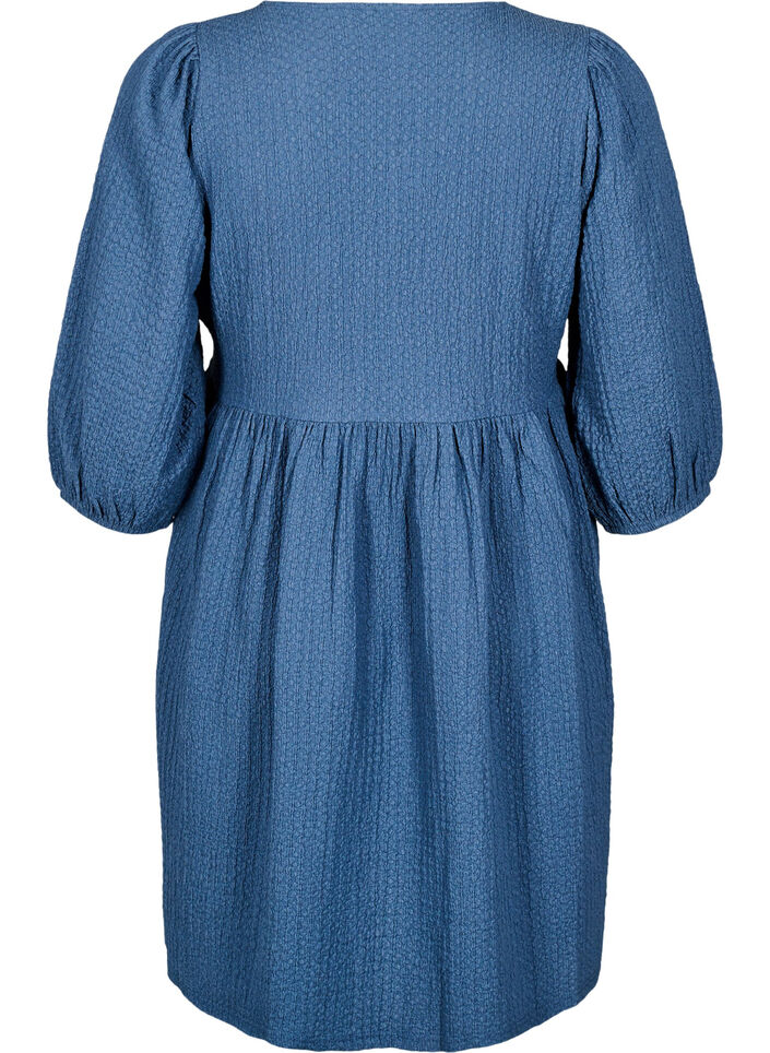 FLASH - Korte jurk met textuur en 3/4 mouwen, Sargasso Sea, Packshot image number 1