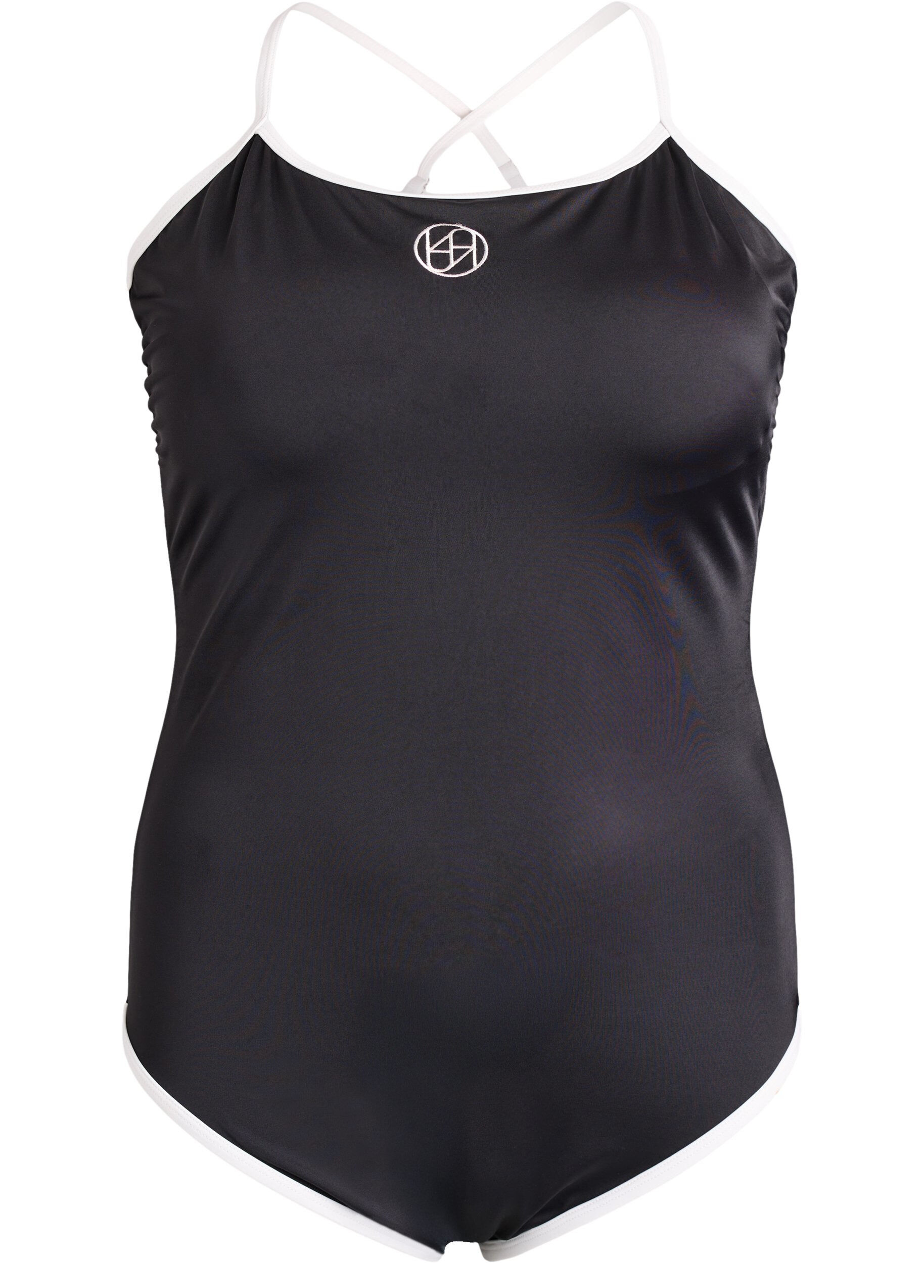 Zizzi Sportbadpak met contrastbies en gekruiste bandjes, Zwart, Packshot image number 0