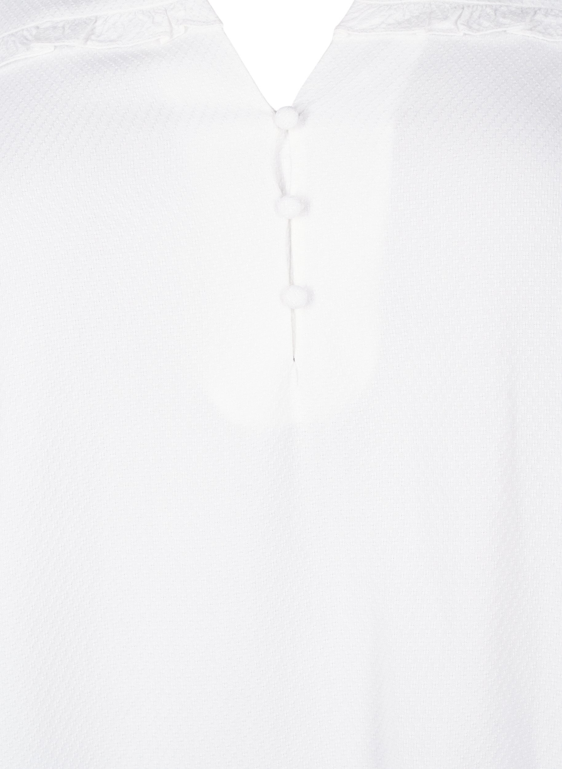 Zizzi Viscose blouse met smok en ruches, Bright White, Packshot image number 2