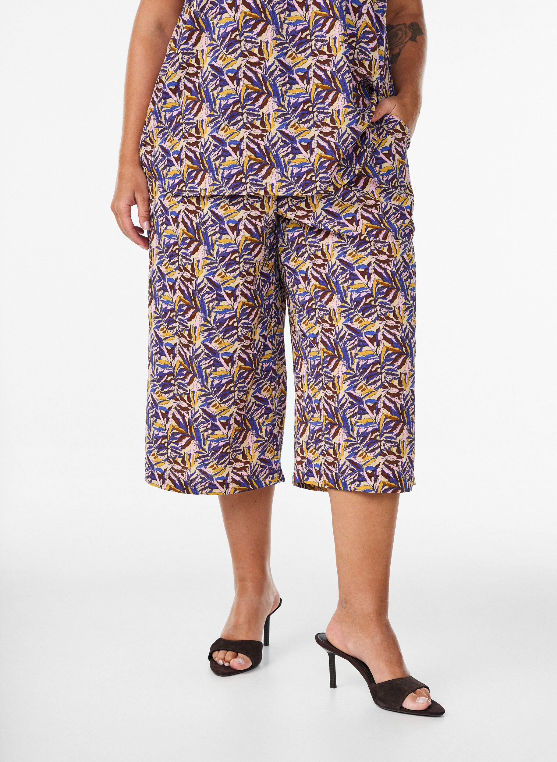 ZizziCulotte broek met print, Beige, Model image number 2