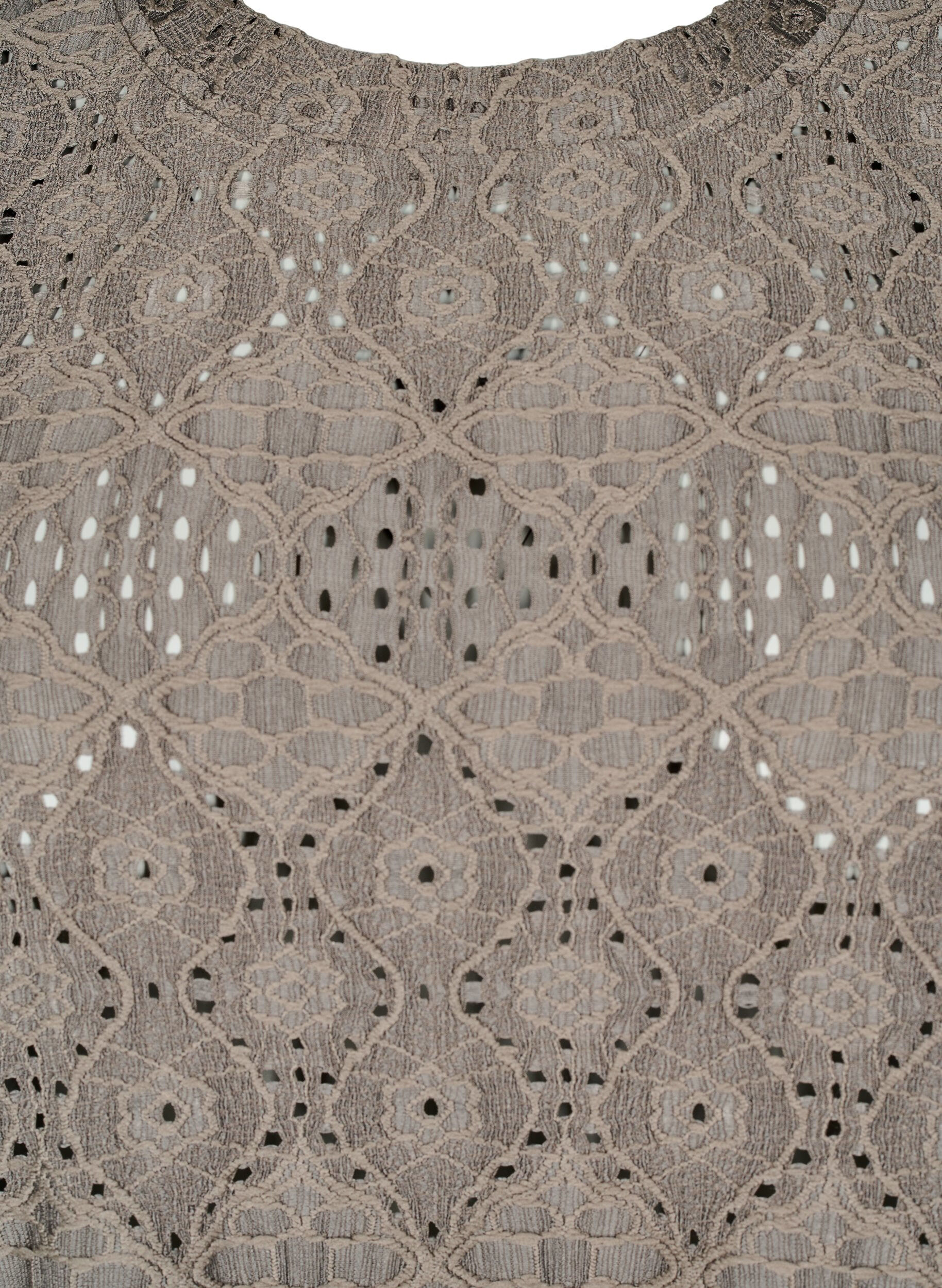 Zizzi Blouse met lange mouwen en een opengewerkt patroon, Bruin, Packshot image number 2