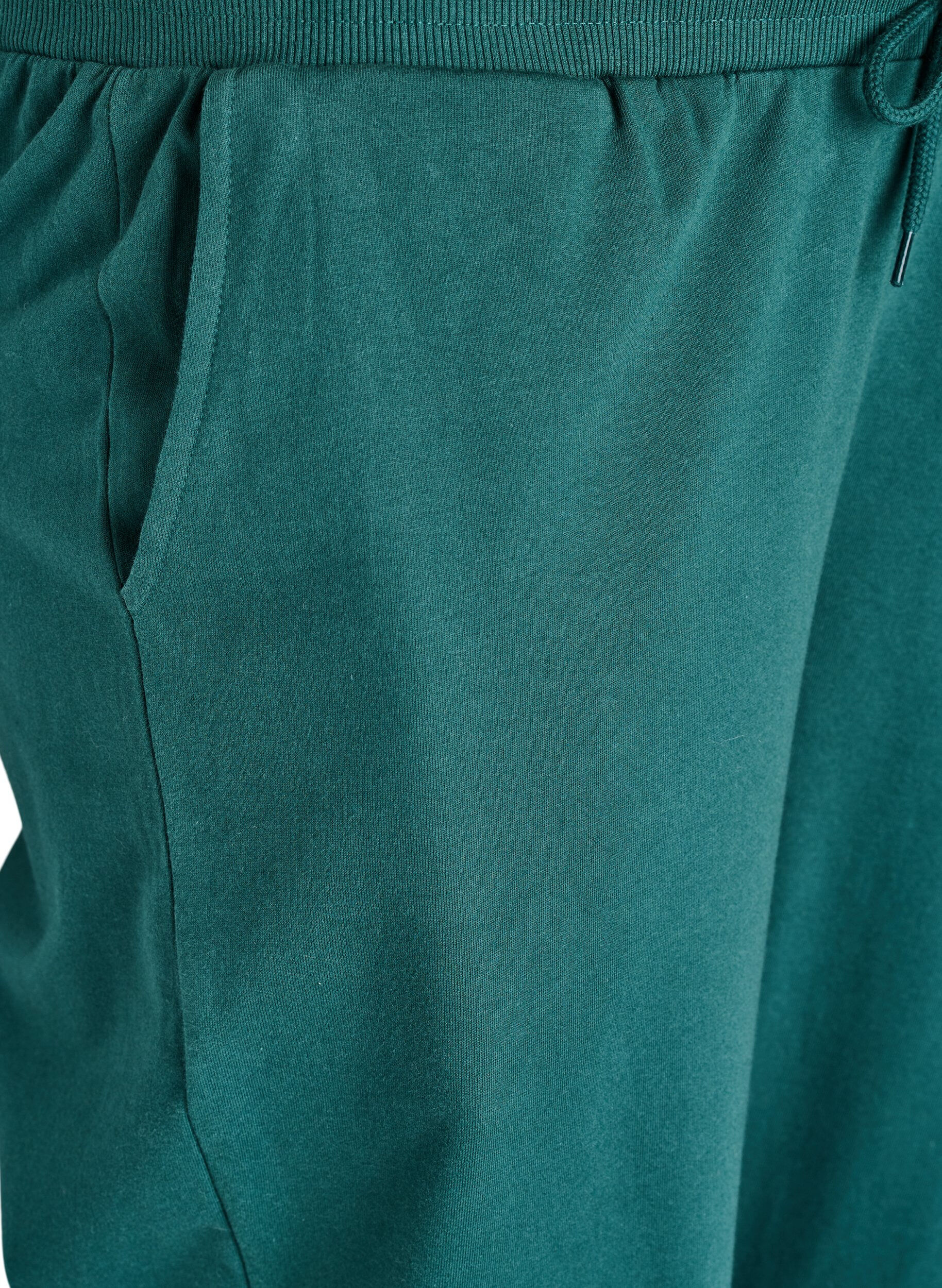 Zizzi Hoge taille katoenen sweatpants, Groen, Packshot image number 2