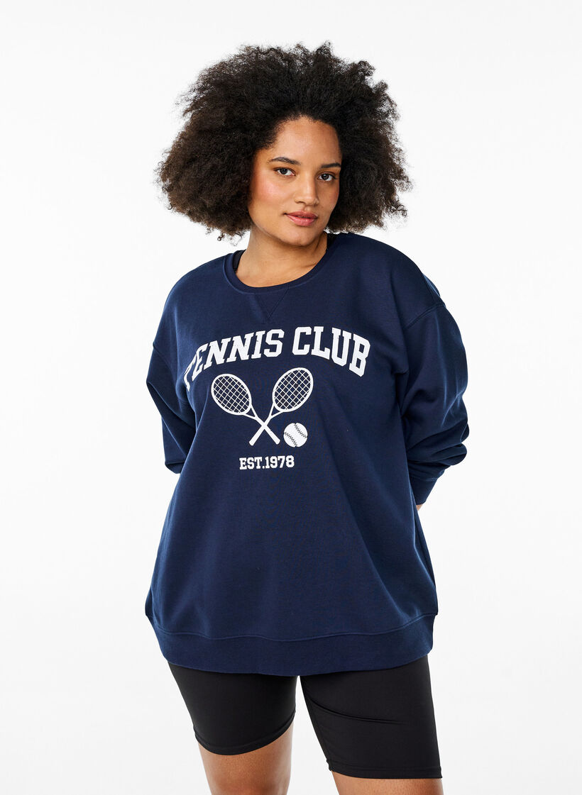 Sportief sweatshirt met print, Blauw, Model image number 0