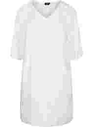 Viscose jurk met v-hals , Bright White