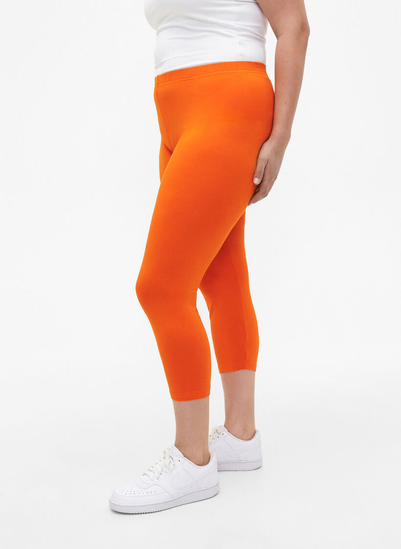 Basic 3/4 legging in viscose, Oranje, Model image number 0