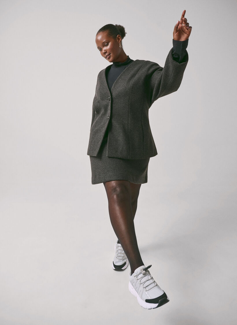 Korte rok met A-snit, Dark Grey Melange, Image image number 0