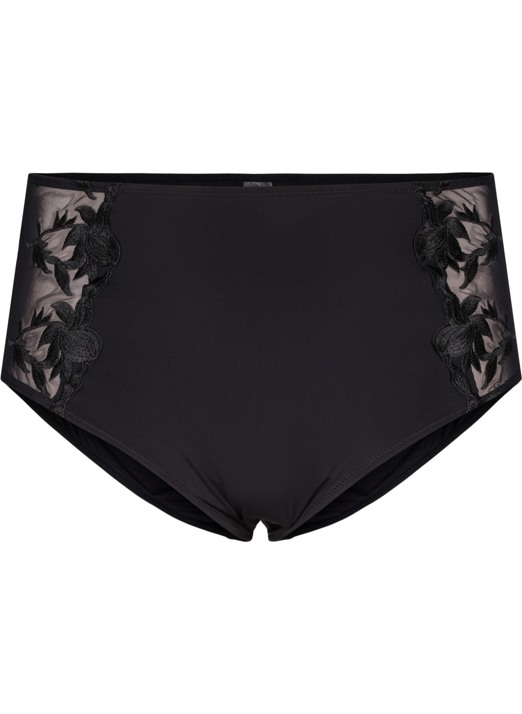Zizzi Hipsterslip met borduursel en normale taille, Black, Packshot image number 0