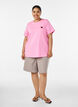 T-shirt met pailletten hart en kleurrijke achterprint, Roze, Model image number 1
