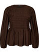 Blouse met smock en lange mouwen, Bruin, Packshot image number 0