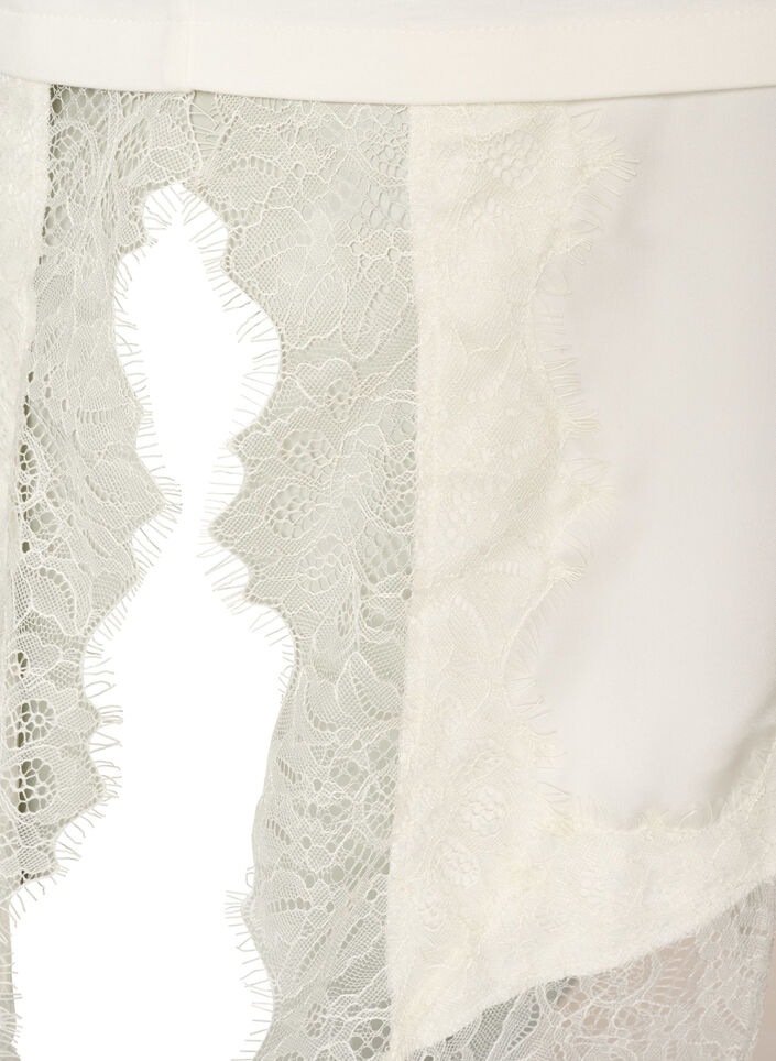 Jersey blouse met gelaagde look en kant, Vanille, Packshot image number 4