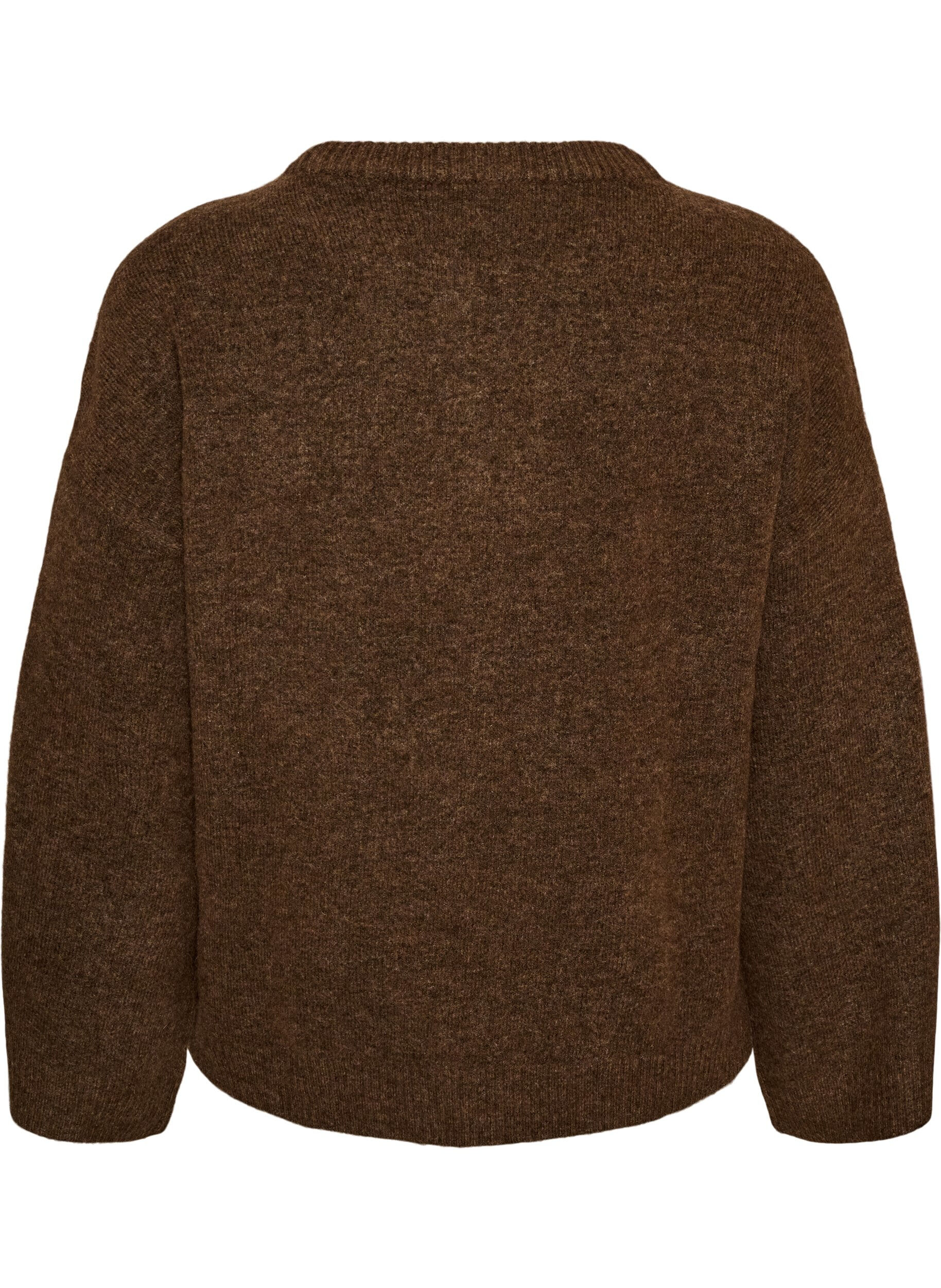 ZizziLosgebreide blouse met alpaca en wol, Bruin, Packshot image number 1