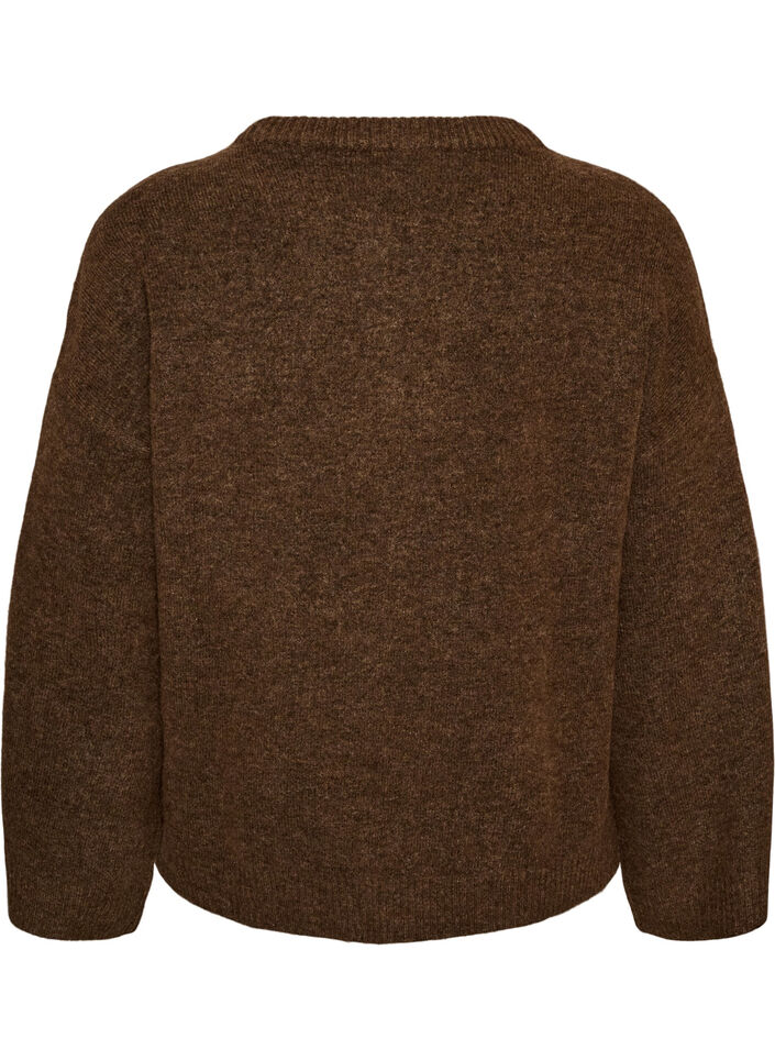 Losgebreide blouse met alpaca en wol, Bruin, Packshot image number 1