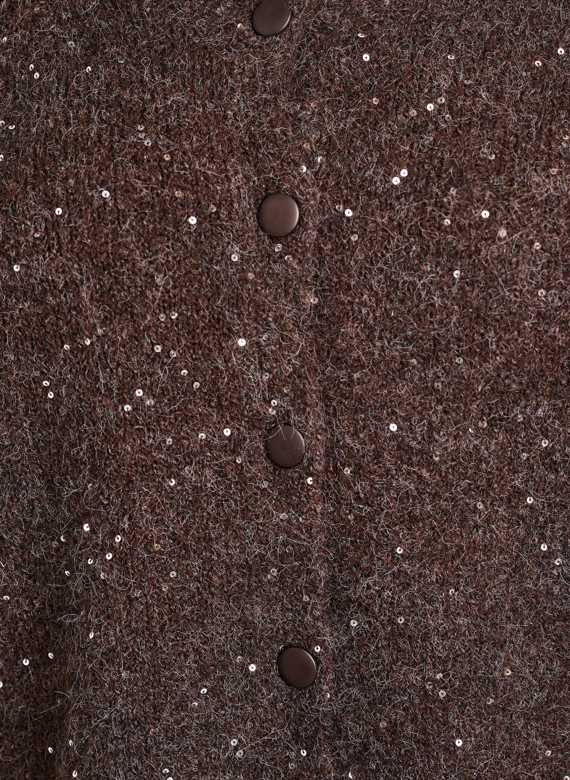 Zizzi Gebreid vest met pailletten, Bruin, Packshot image number 2