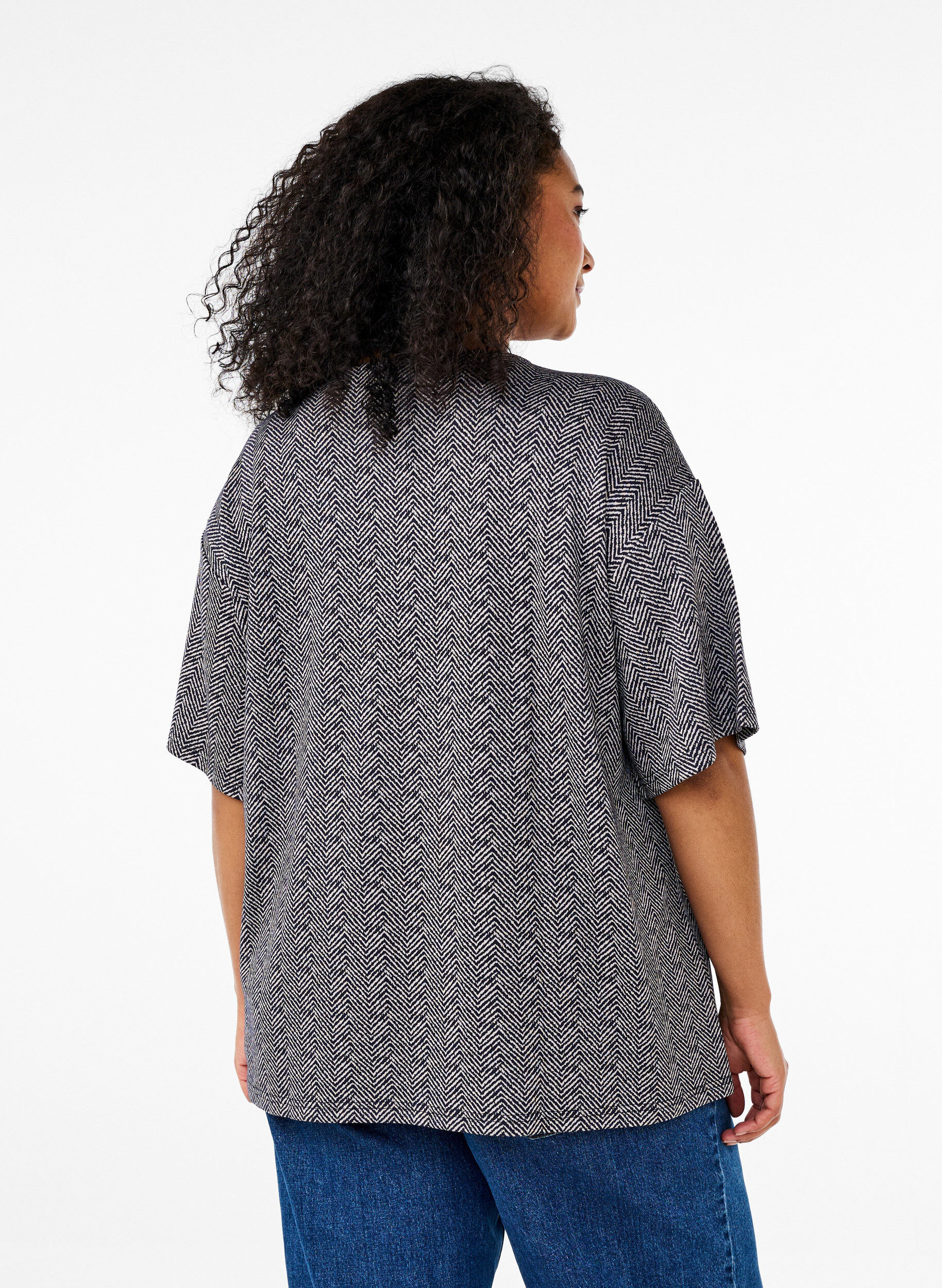 Zizzi Oversized blouse met patroon, Blauw, Model image number 2