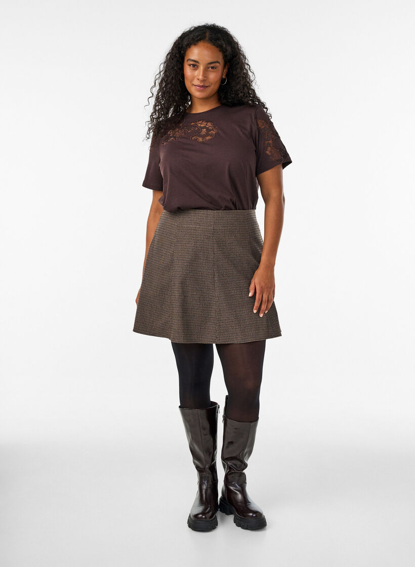 Kleine A-lijn rok, Bruin, Model image number 1