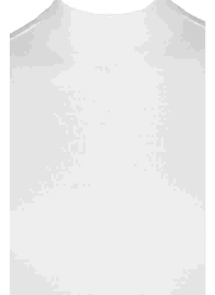Katoenen top met hoge hals en ribstructuur, Bright White, Packshot image number 2