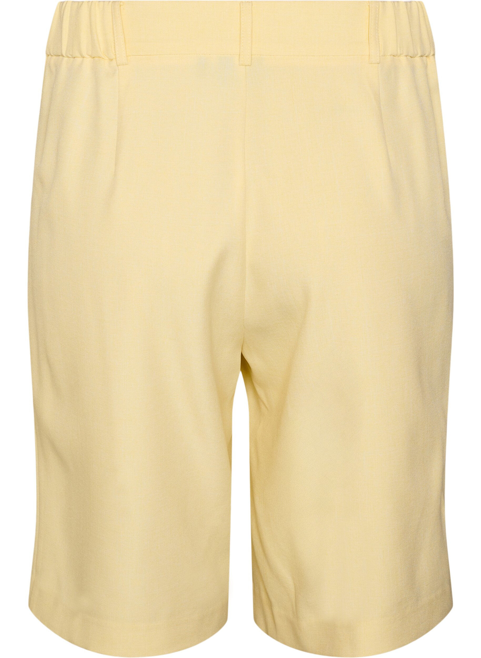 Zizzi Losse Bermuda-shorts met hoge taille, Geel, Packshot image number 1