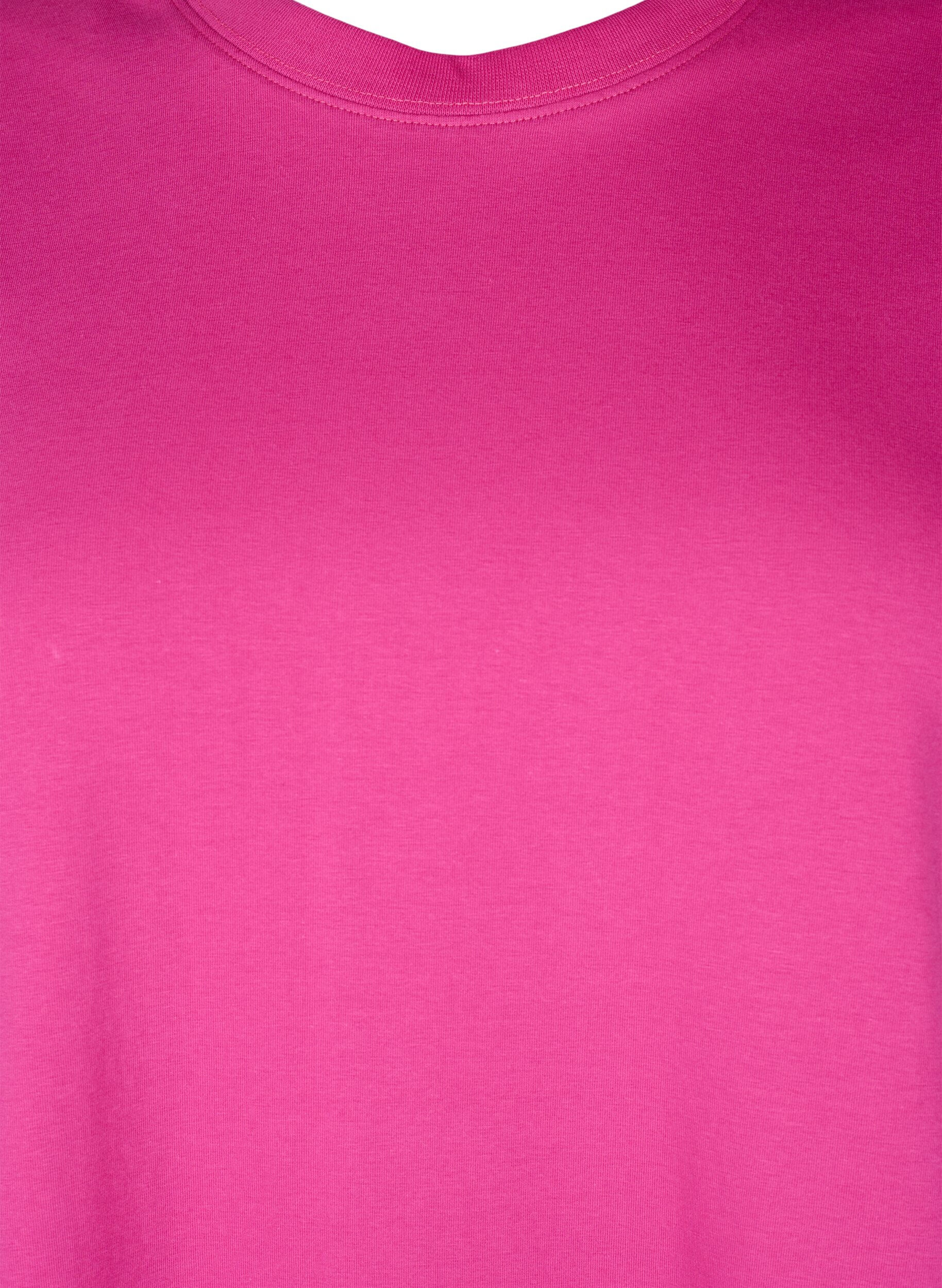 Zizzi T-shirt in biologisch katoen met een ronde hals, Raspberry Rose, Packshot image number 2