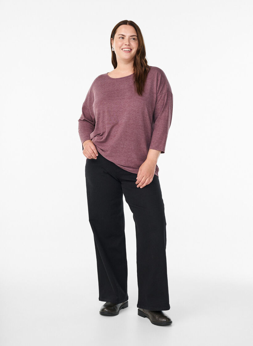 Jersey blouse met 3/4 mouwen, Rood, Model image number 1