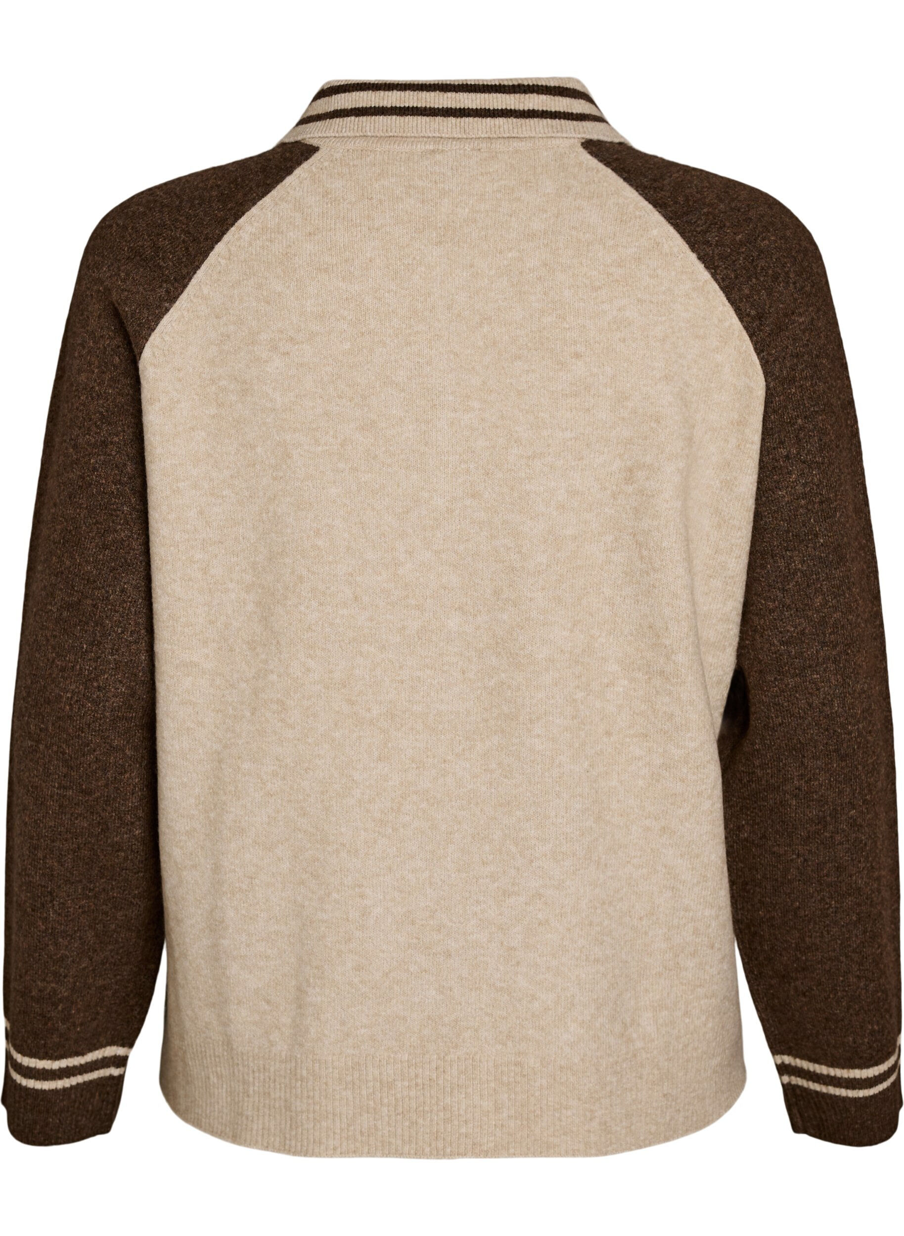 ZizziVest met contrastmouwen en kraag, Beige, Packshot image number 1