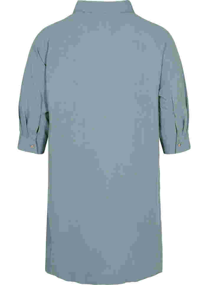 Lang viscose overhemd met zakken en 3/4 mouwen, Balsam Green, Packshot image number 1