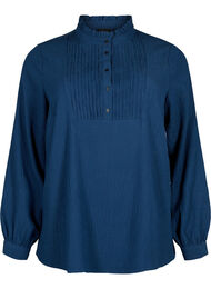 Blouse met ruche kraag en lange mouwen, Dress Blues