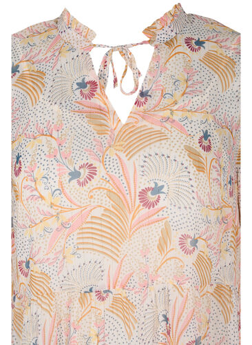 Tuniek met bloemenprint en lurex, Yellow/Pink AOP, Packshot image number 2