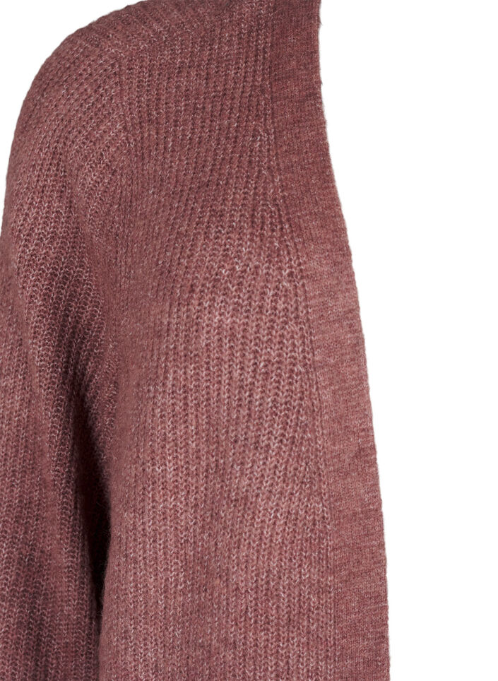 FLASH - Geribde cardigan met splitten, Rose Brown Melange, Packshot image number 2