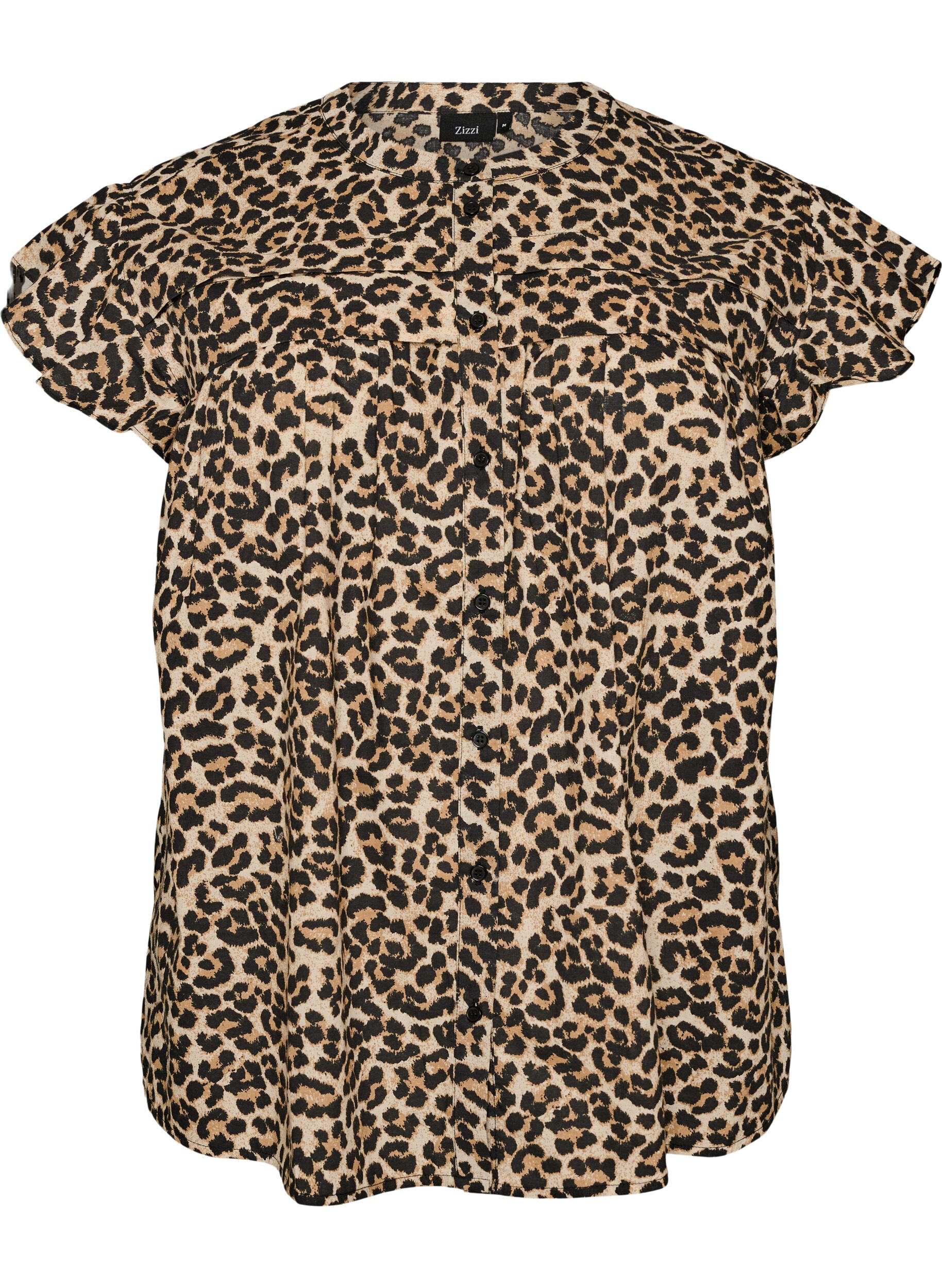 ZizziMouwloze A-lijn katoenen blouseshirt, Bruin, Packshot image number 0