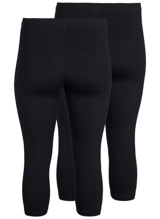 FLASH - 2-pack 3/4 katoenen leggings, Black / Black, Packshot image number 1