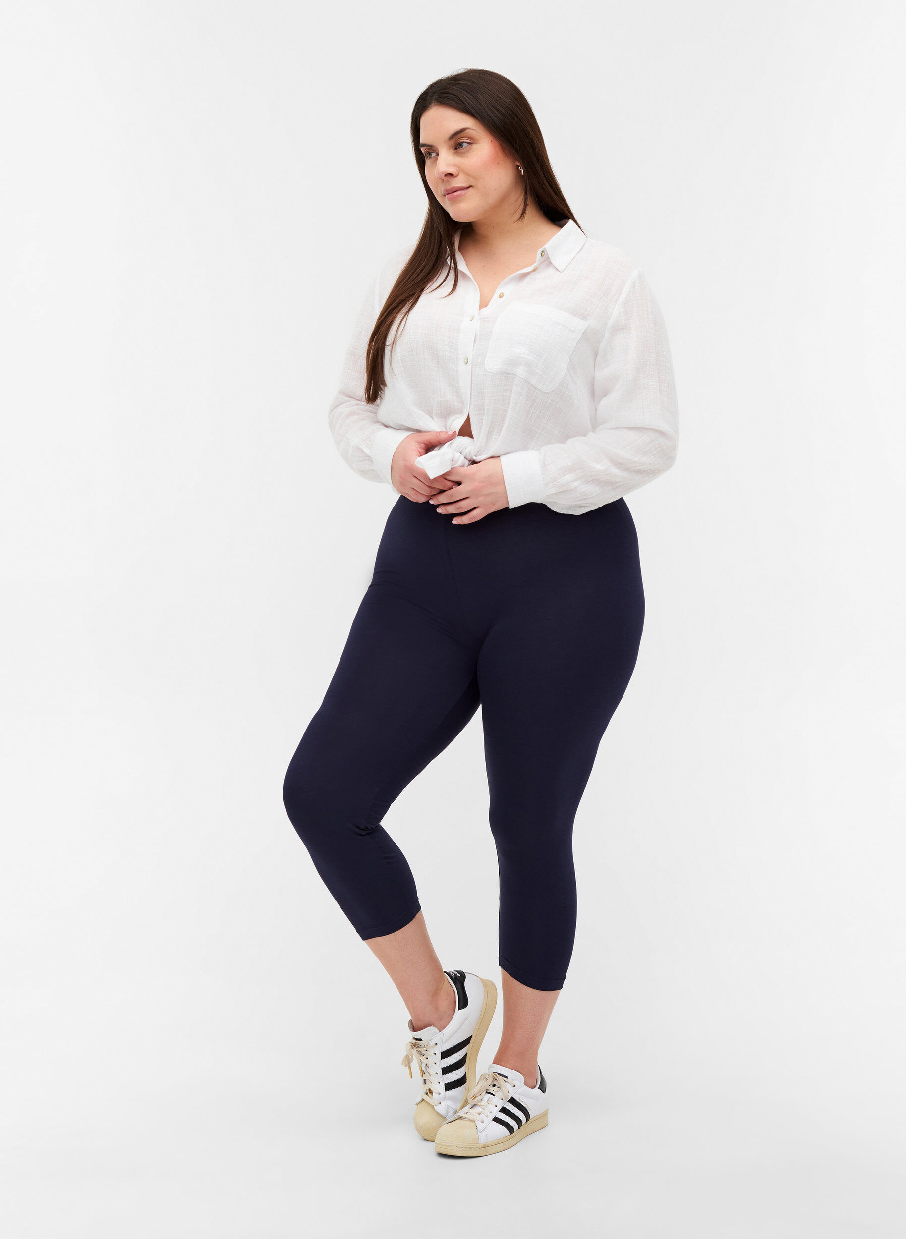 Zizzi Basic 3/4 legging, Night Sky, Model image number 0