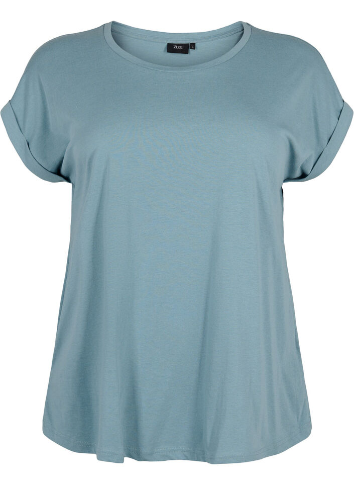 T-shirt met korte mouwen van katoenmix, Blauw, Packshot image number 0