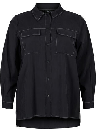 Shirt met contrasterende stiksels, Black, Packshot image number 0