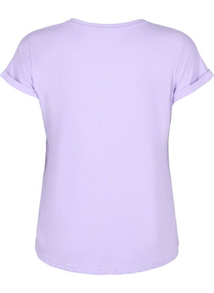 T-shirt met korte mouwen van katoenmix, Lavender, Packshot image number 1