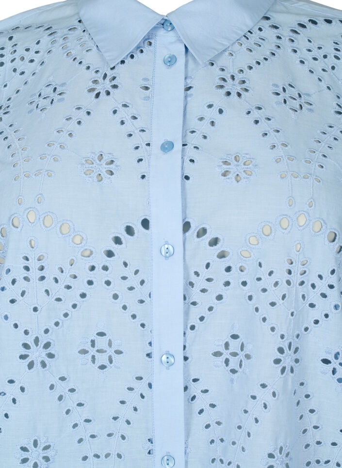 Katoenen overhemd met broderie anglaise, Chambray Blue, Packshot image number 2