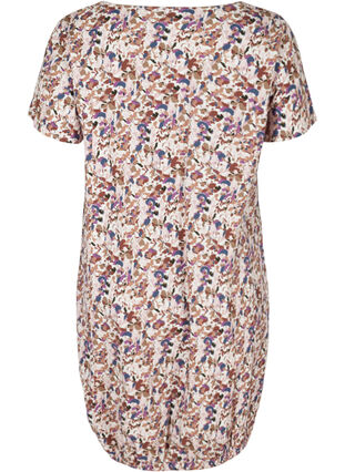 Katoenen jurk met korte mouwen en print, Powder Pink AOP, Packshot image number 1