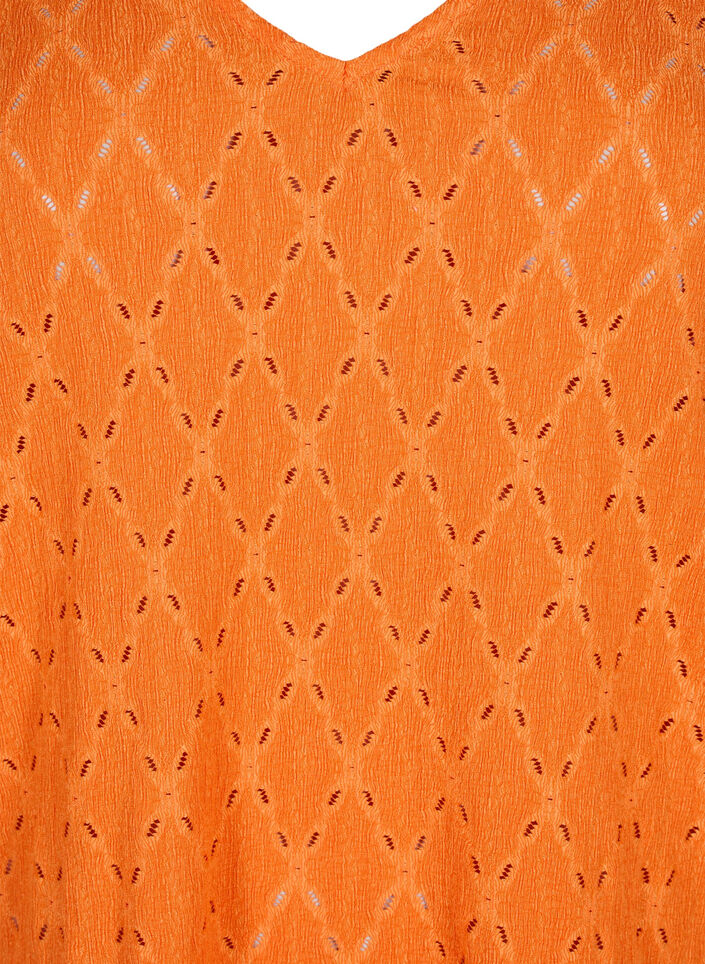 Blouse met V-hals en gaatjespatroon, Carrot, Packshot image number 2